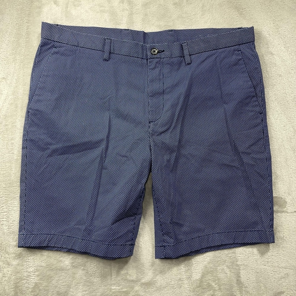 Michael Kors Shorts Mens 38 Blue Geometric Print Chino Stretch Casual Summer